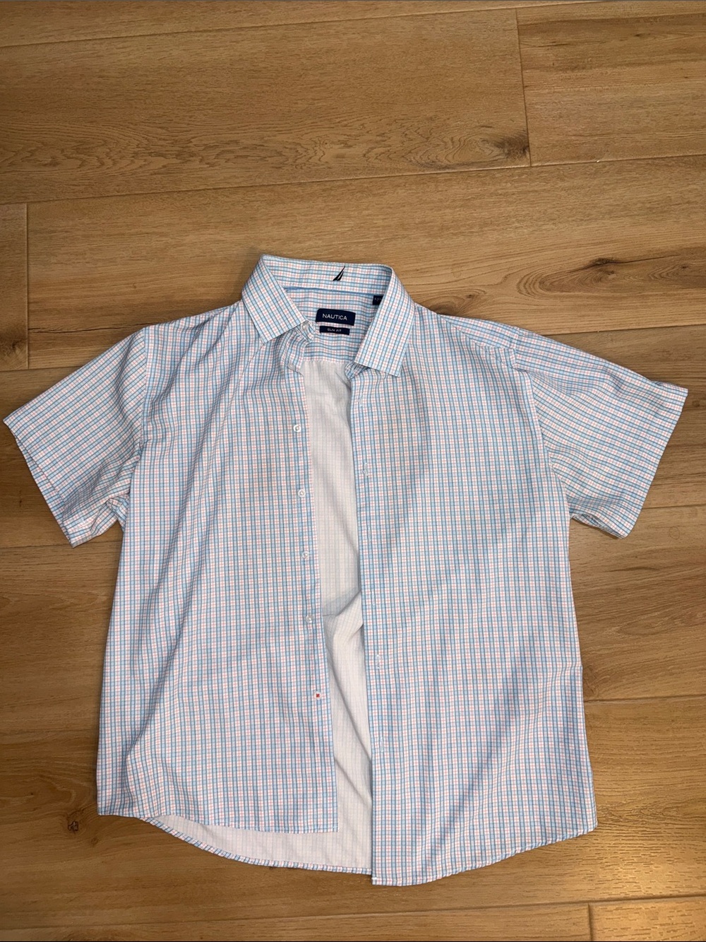 Nautica Men's Short-Sleeve Button-Down Shirt in Blue & White Plaid